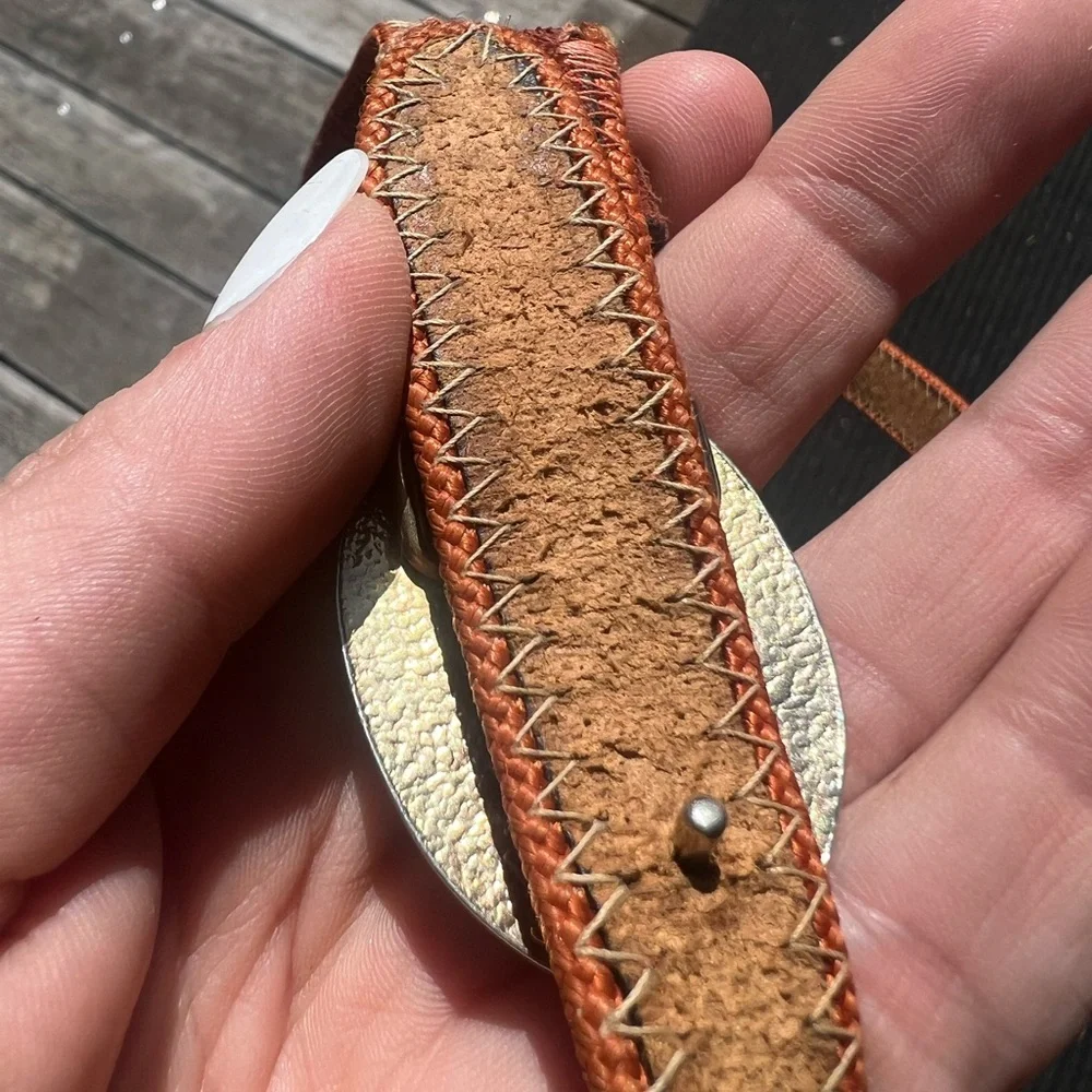 Elegant Brown Red Genuine Leather Suede Silver Clasp Women's Belt - Picture 11 of 11